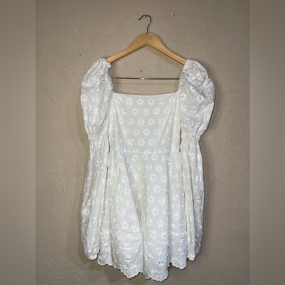 Caroline Constas | Wren Floral Embroidered Puff Sleeve Mini Dress Size: Small - Picture 4 of 9